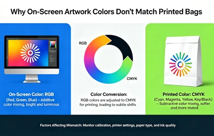 Why On-Screen Artwork Colors Don’t Match Printed Bags