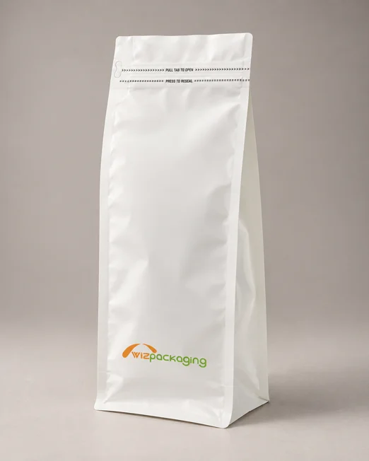 Wiz Packaging PE/PE pouch sample with a pull- tab opening and resealable closure. Image retouched for presentation.
